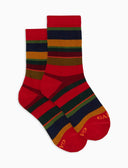 Calze corte bambino cotone rosso righe multicolor - Gallo 1927 - Official Online Shop
