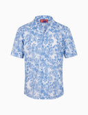 Camicia maniche corte uomo cotone acquario fantasia ibisco e foglie - Gallo 1927 - Official Online Shop