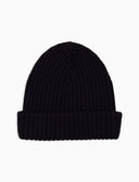 Berretto unisex lana, seta e cashmere blu a coste tinta unita - Gallo 1927 - Official Online Shop