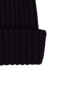 Berretto unisex lana, seta e cashmere blu a coste tinta unita - Gallo 1927 - Official Online Shop