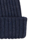 Berretto unisex lana, seta e cashmere blu a coste tinta unita - Gallo 1927 - Official Online Shop