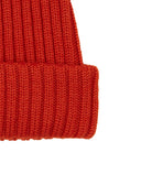 Berretto unisex lana, seta e cashmere arancio a coste tinta unita - Gallo 1927 - Official Online Shop