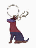 Portachiavi a forma di cane unisex pelle martellata bordò righe multicolor - Gallo 1927 - Official Online Shop