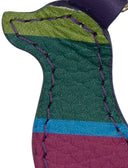 Portachiavi a forma di cane unisex pelle martellata blu righe multicolor - Gallo 1927 - Official Online Shop