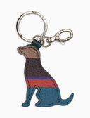 Portachiavi a forma di cane unisex pelle martellata beige righe multicolor - Gallo 1927 - Official Online Shop